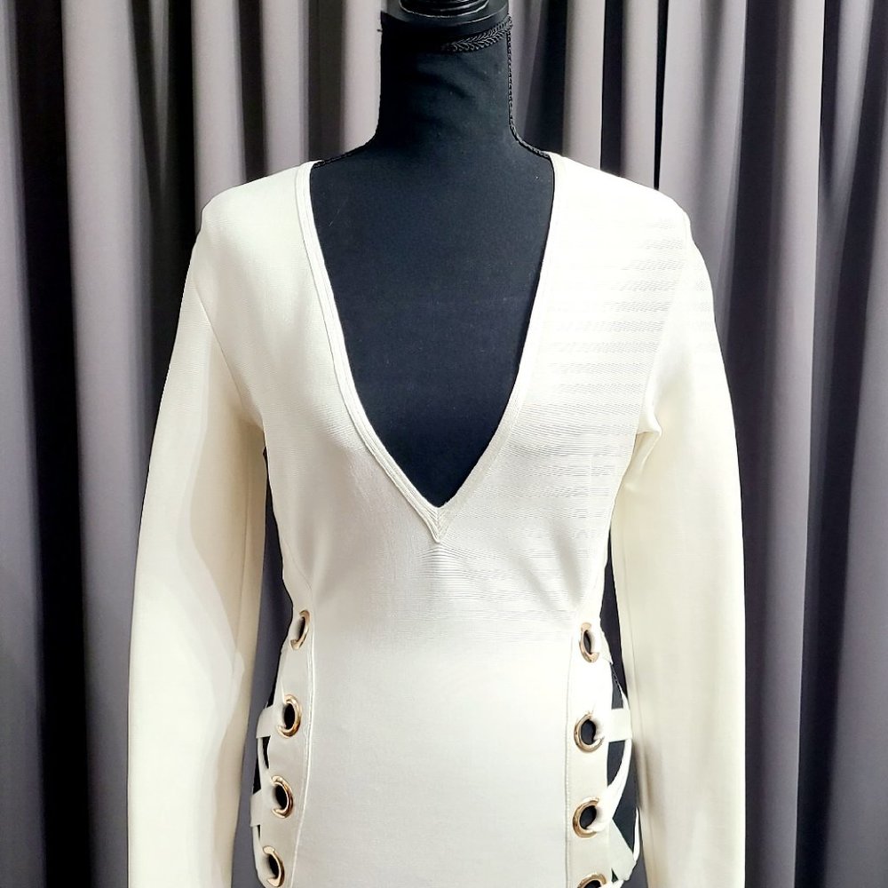 Sexy White Lace Up Bandage Mini Dress